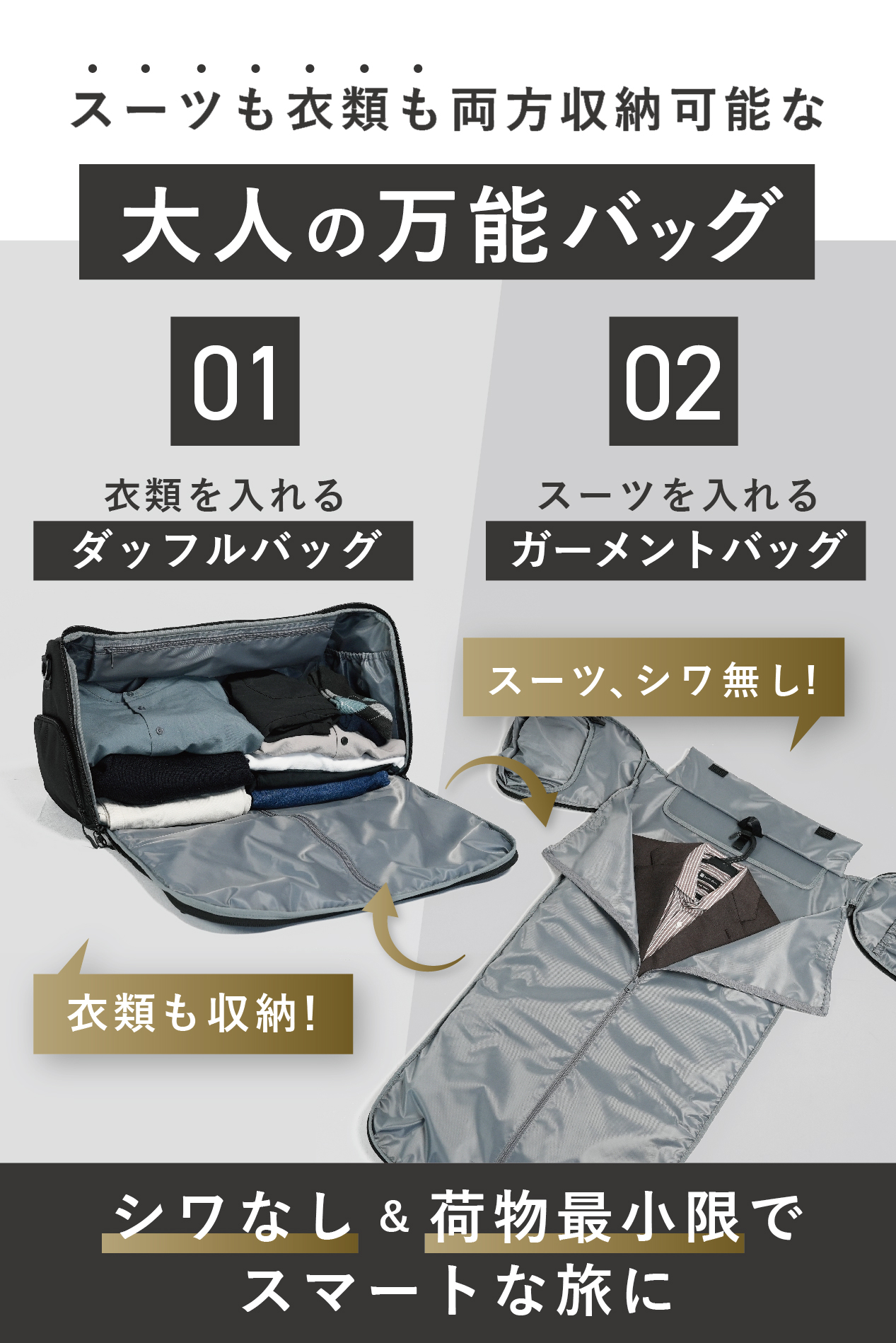 ガーメントバッグ ダッフルバッグ 旅 出張 バッグ
