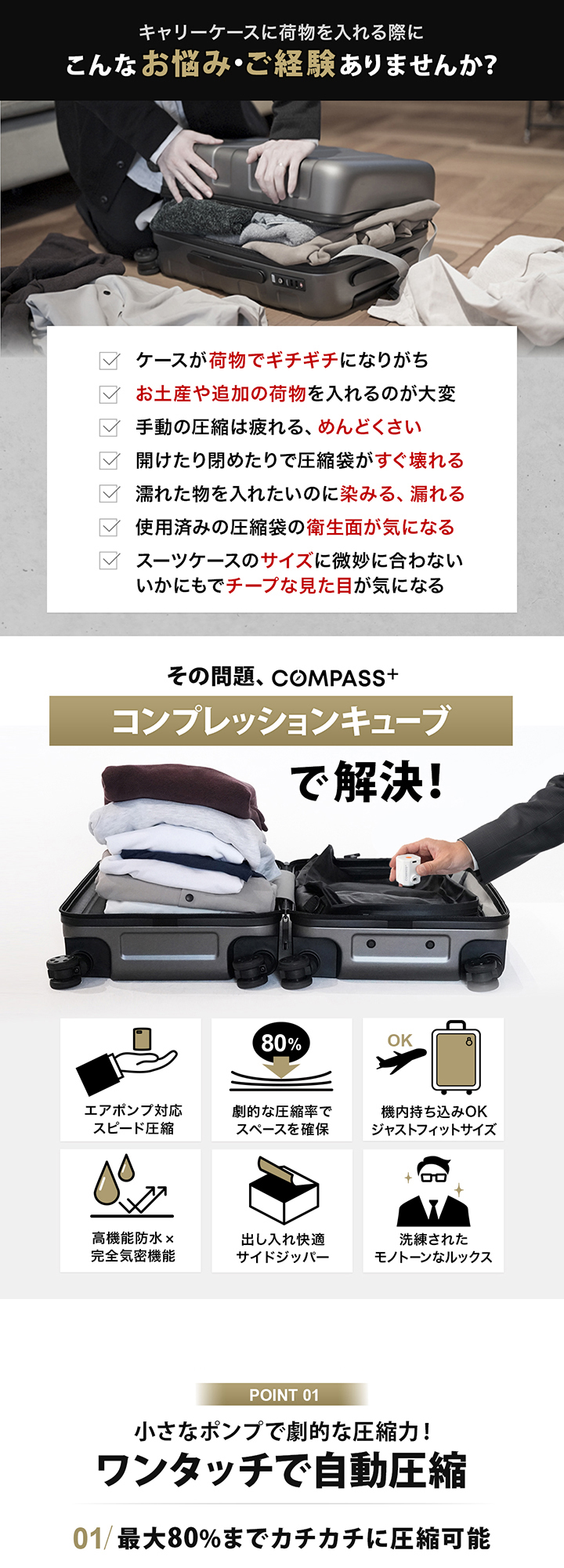 こんな問題、エアロコンプレッションキューブが解決します！