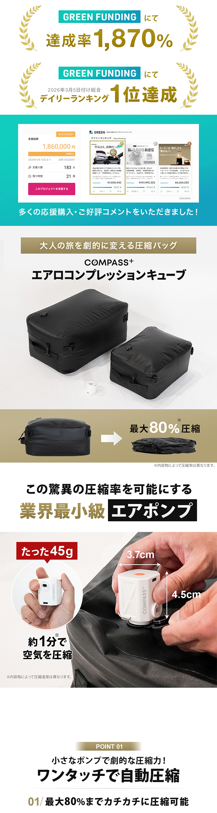 cmpass+ コンパス エアロコンプレッションキューブ フルコンプセット エアポンプ単品