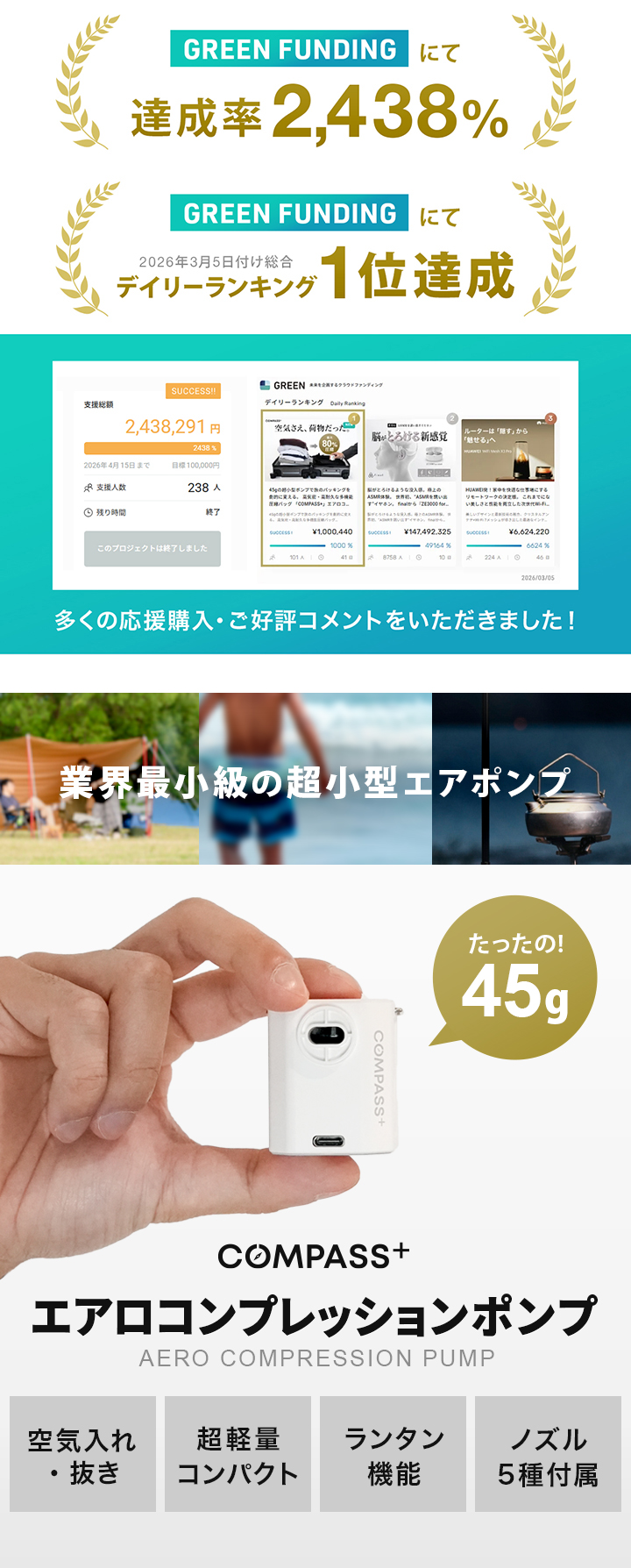 cmpass+ コンパス エアロコンプレッションキューブ フルコンプセット エアポンプ単品