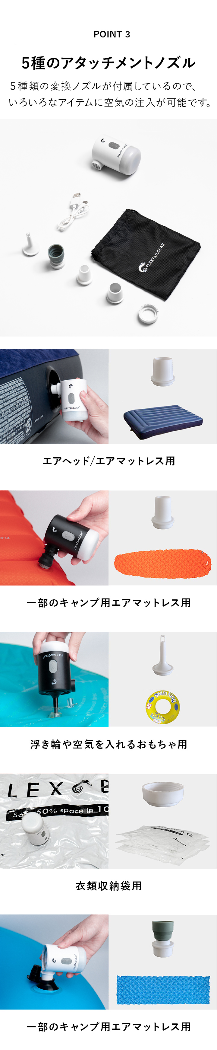 5種のアタッチメントノズル