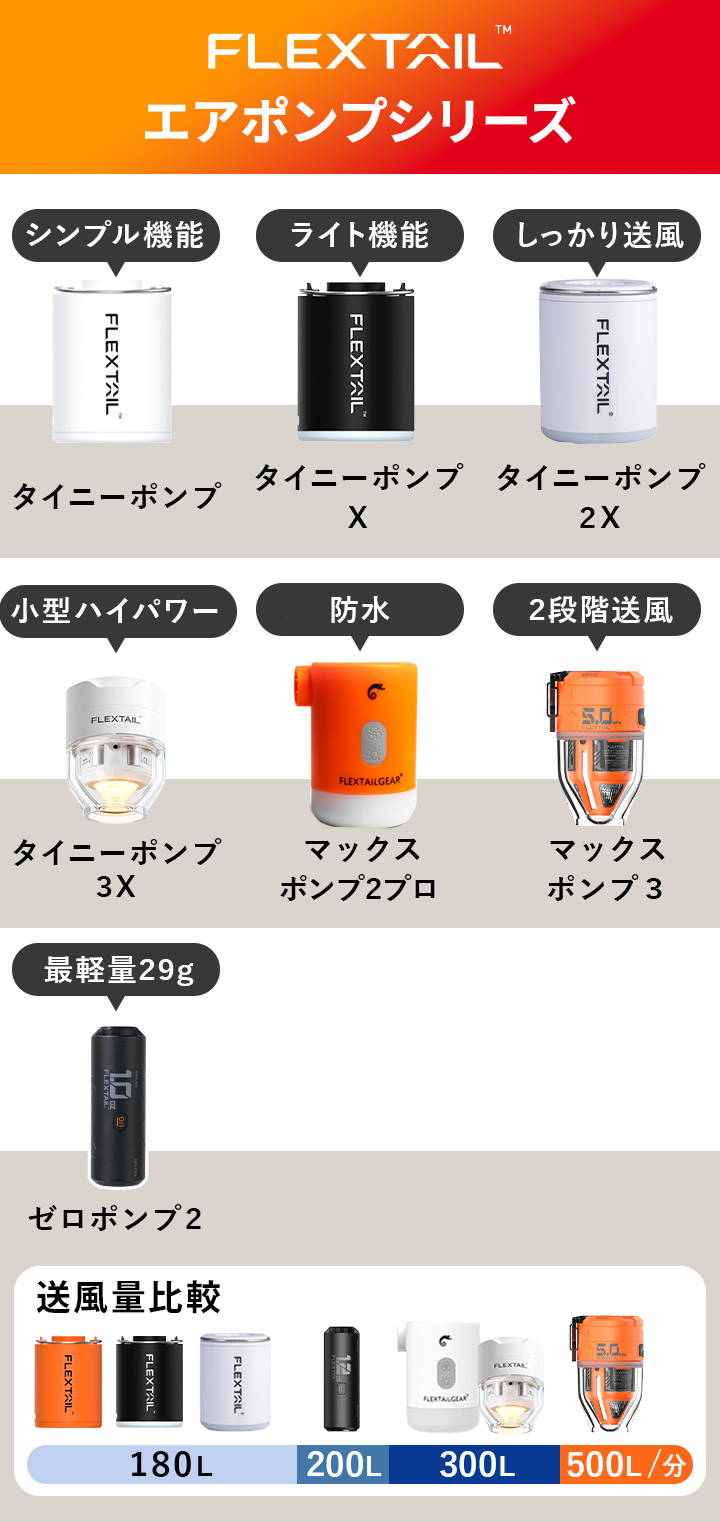 FLEXTAIL エアポンプ一覧