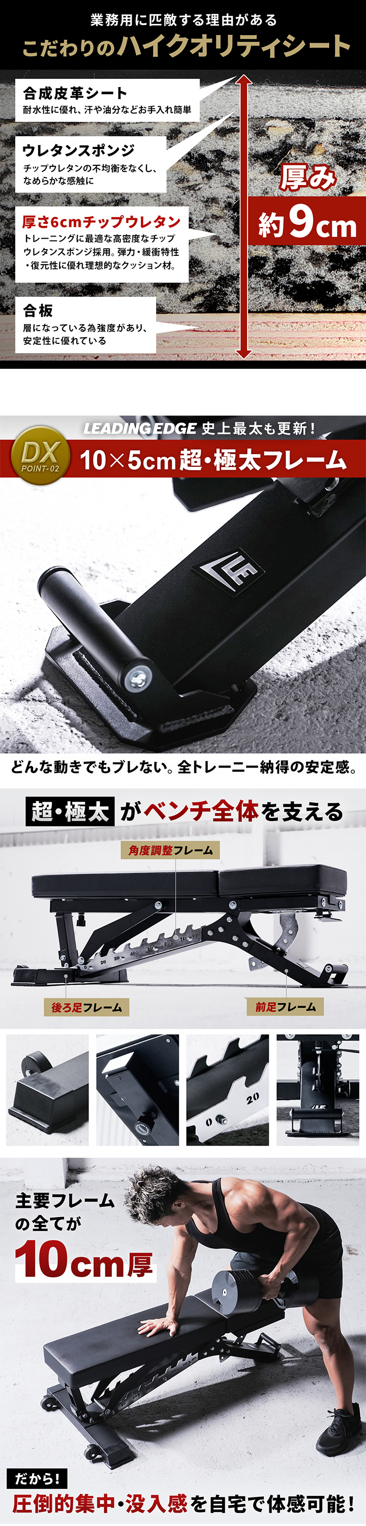 10×5cmの極太フレーム採用