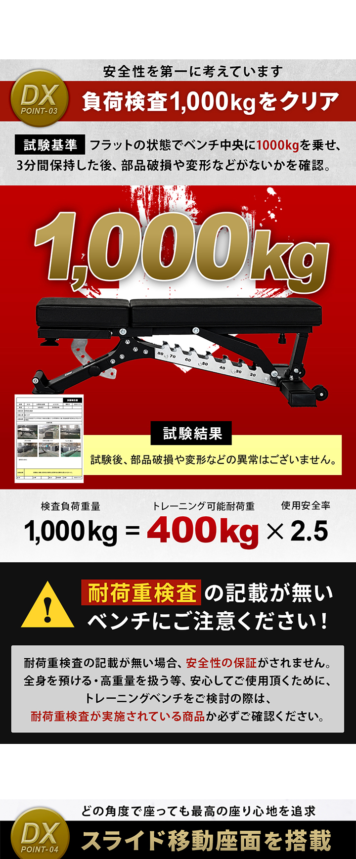 負荷重量1000kgをクリア