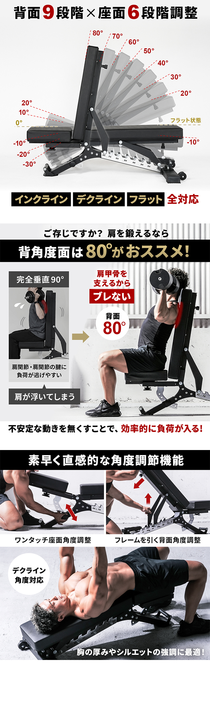 背面9段階座面6段階の角度調整