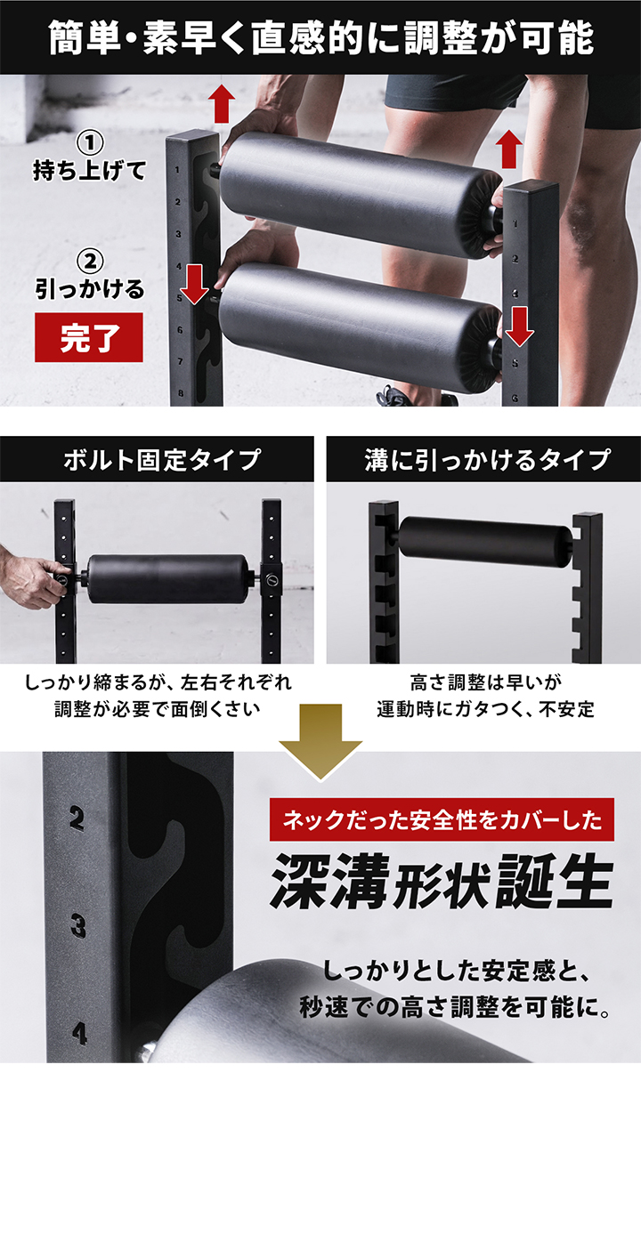 独自の深溝形状で素早く調整可能