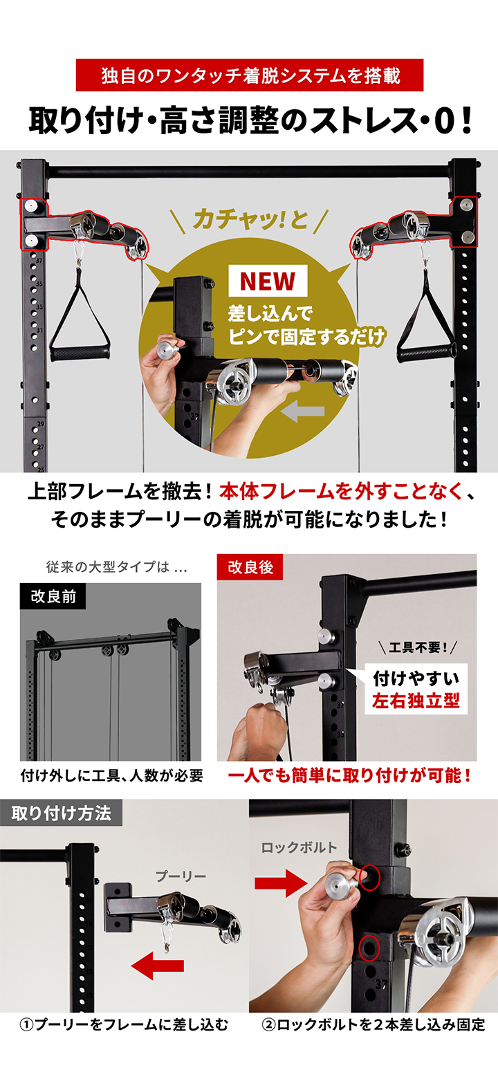 独自のワンタッチ着脱システムを搭載