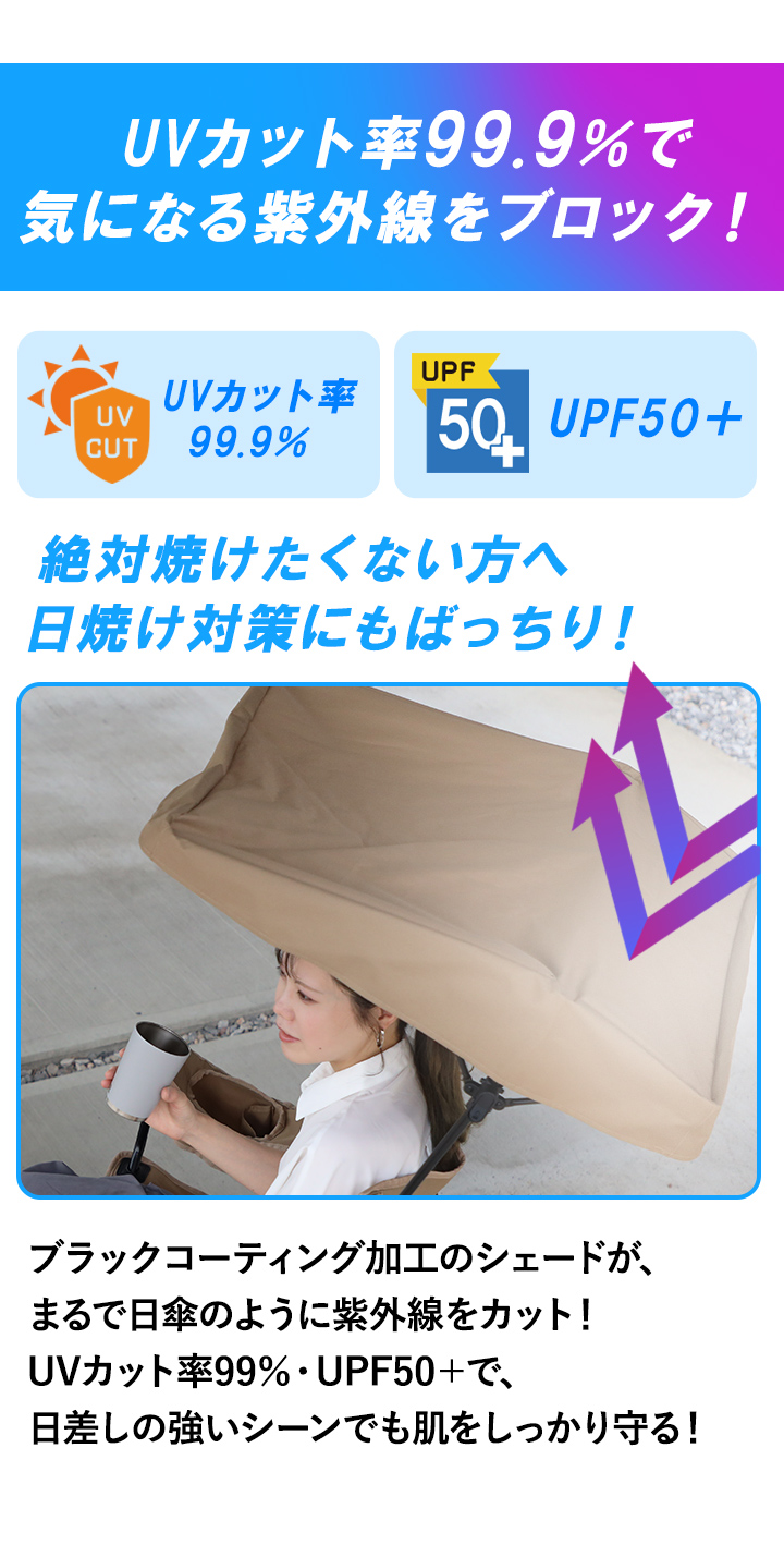 UVカットで99.9％で気になる紫外線をブロック
