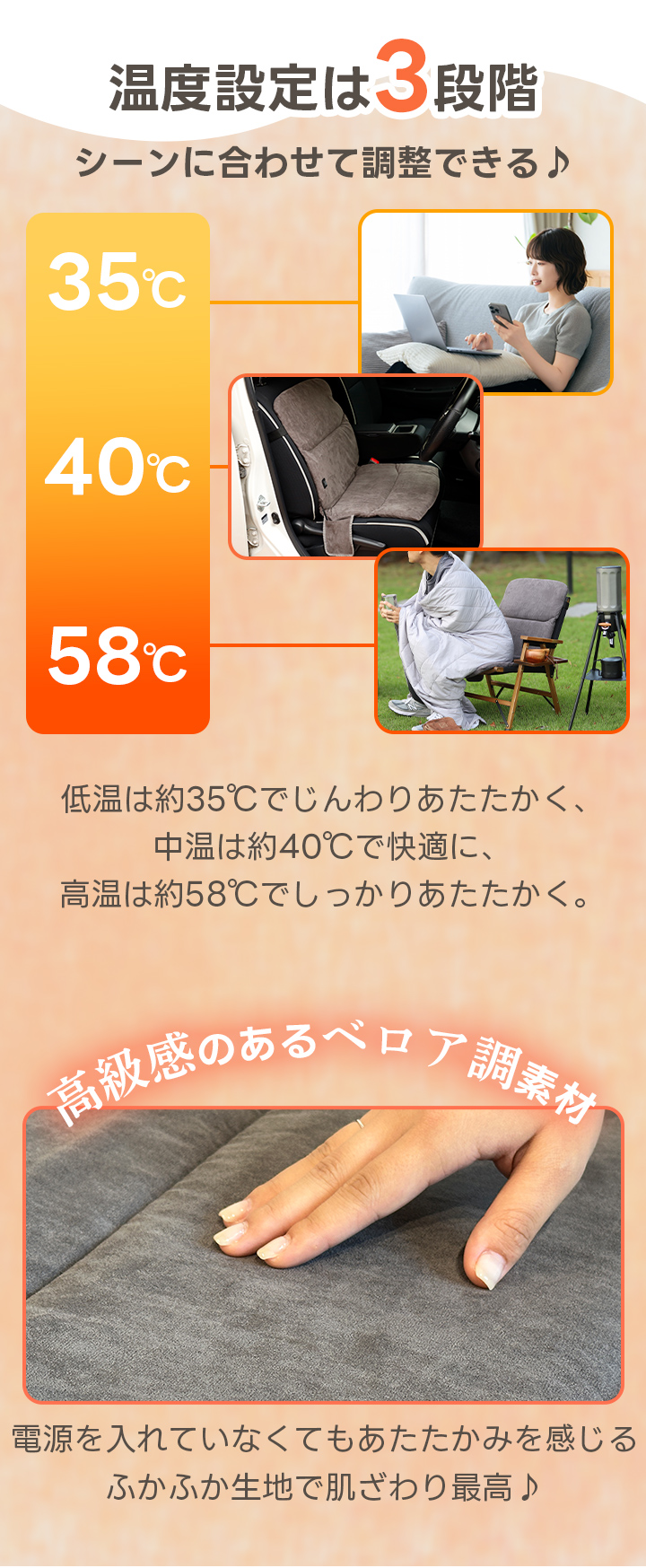 温度調整は3段階