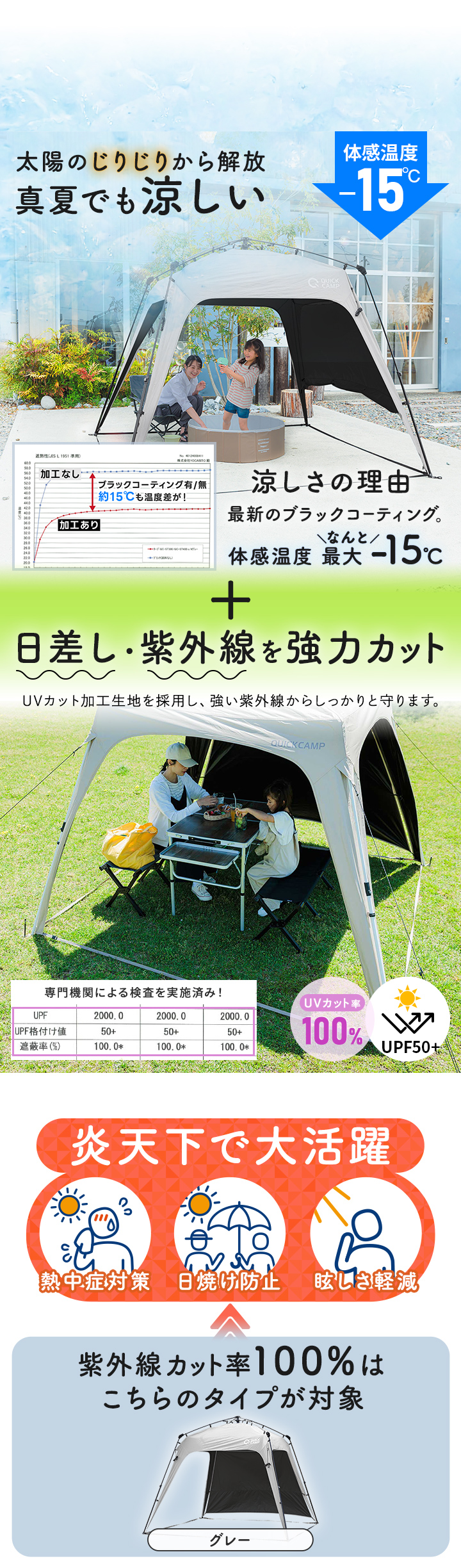 クイックキャンプ QUICKCAMP ワンタッチタープ 2.5m