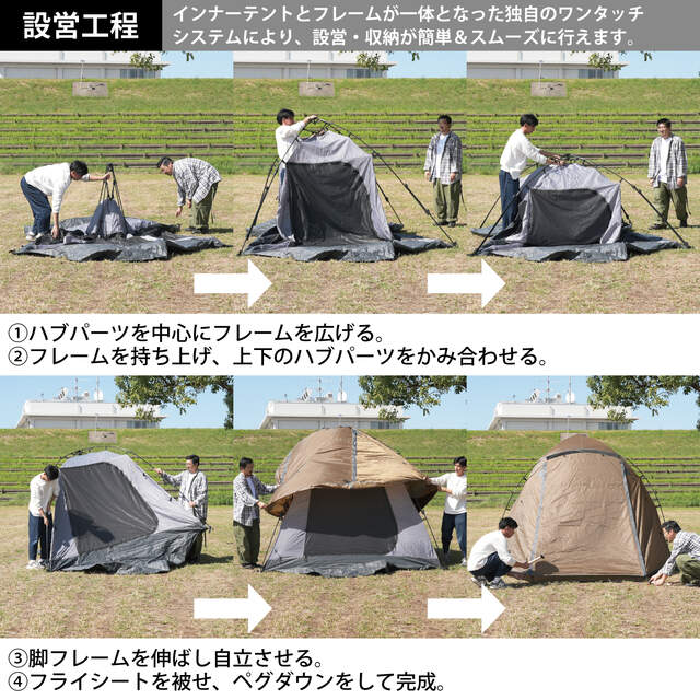 ダブルウォール キャビンテント 4人-5人用 インナーテント付き 