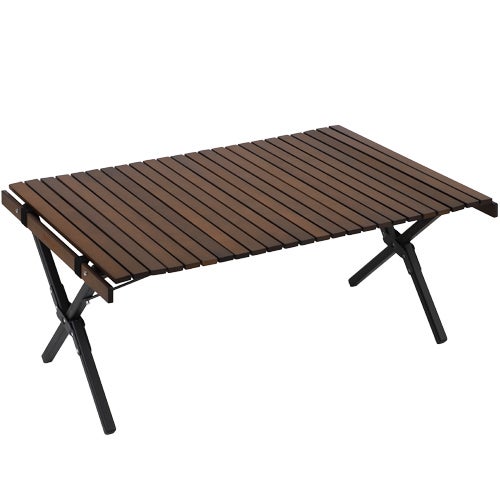 在庫限り】折りたたみ ウッドロールテーブル 90×60cm QC-WTX90