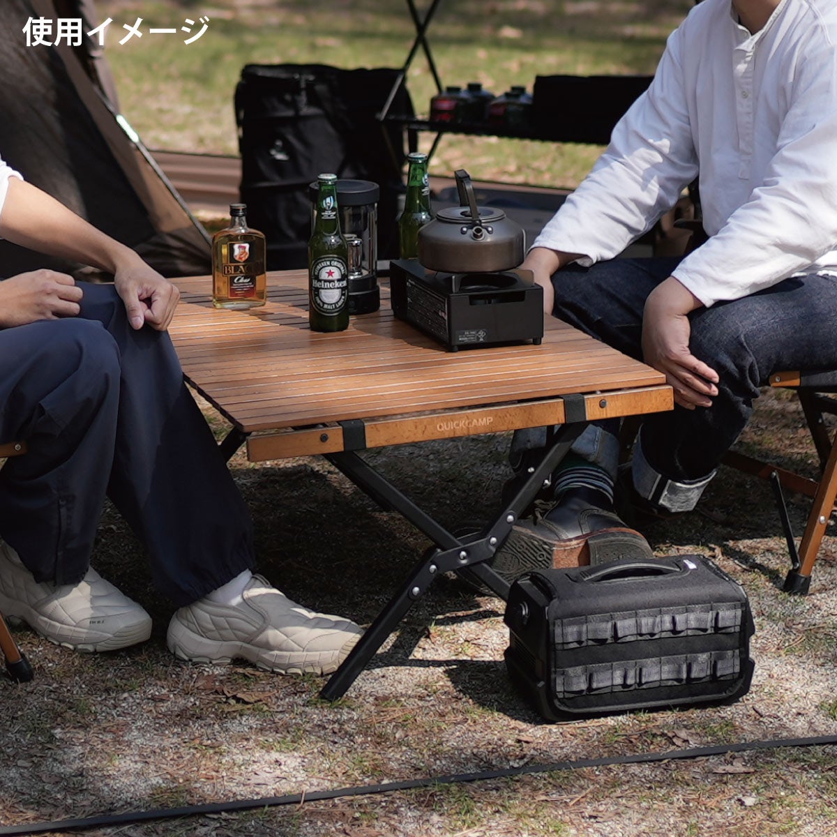 在庫限り】折りたたみ ウッドロールテーブル 90×60cm QC-WTX90
