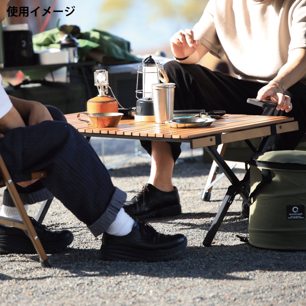 在庫限り】折りたたみ ウッドロールテーブル 90×60cm QC-WTX90