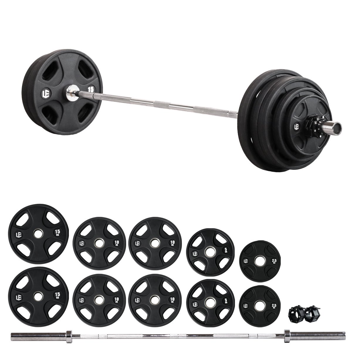 大幅値下！バーベルセット100kg【10kg×6枚／5kg×4枚／あとは組合せ自由】 オリンピックバーベルセット 100kg バーベルプレート ＆ バーベル