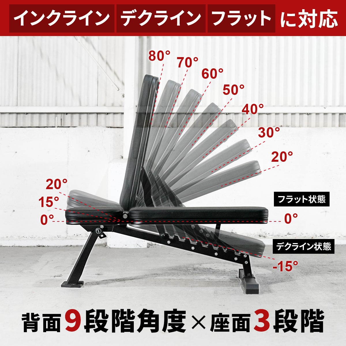 訳あり] マルチポジションベンチ コンパクト トレーニングベンチ