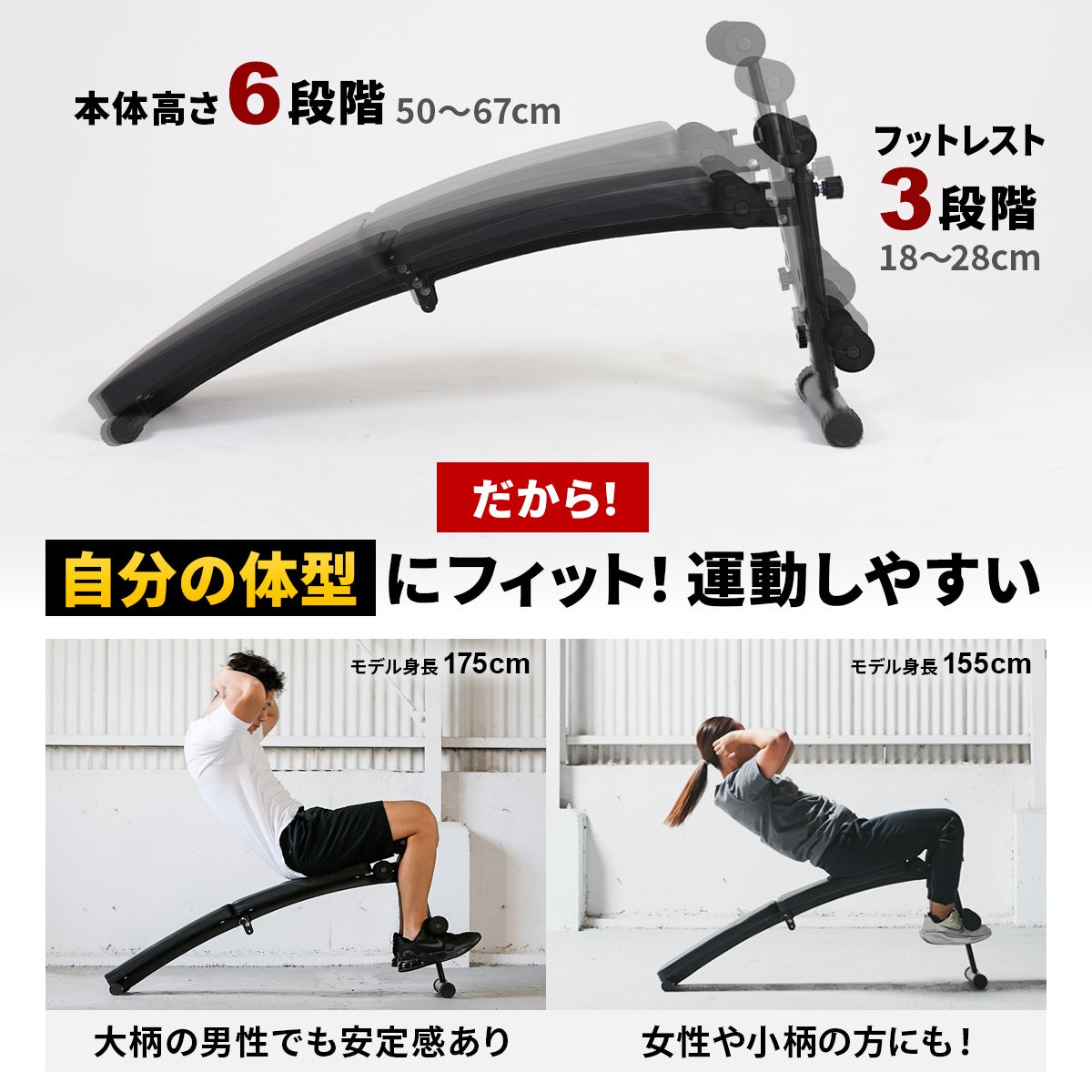 カーブベンチ トレーニングベンチ 折りたたみ 腹筋 背筋 ブラック LE