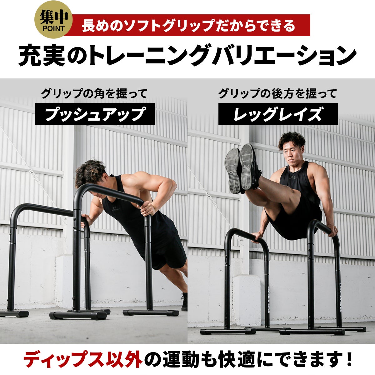 2WAY ディップスタンド プッシュアップバー ブラック LE-DS800 BK