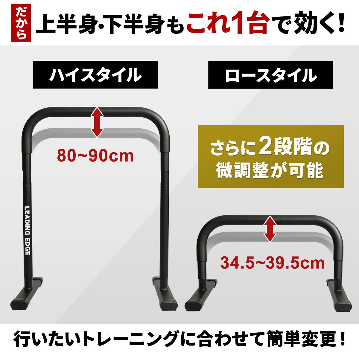 2WAY ディップスタンド プッシュアップバー ブラック LE-DS800 BK
