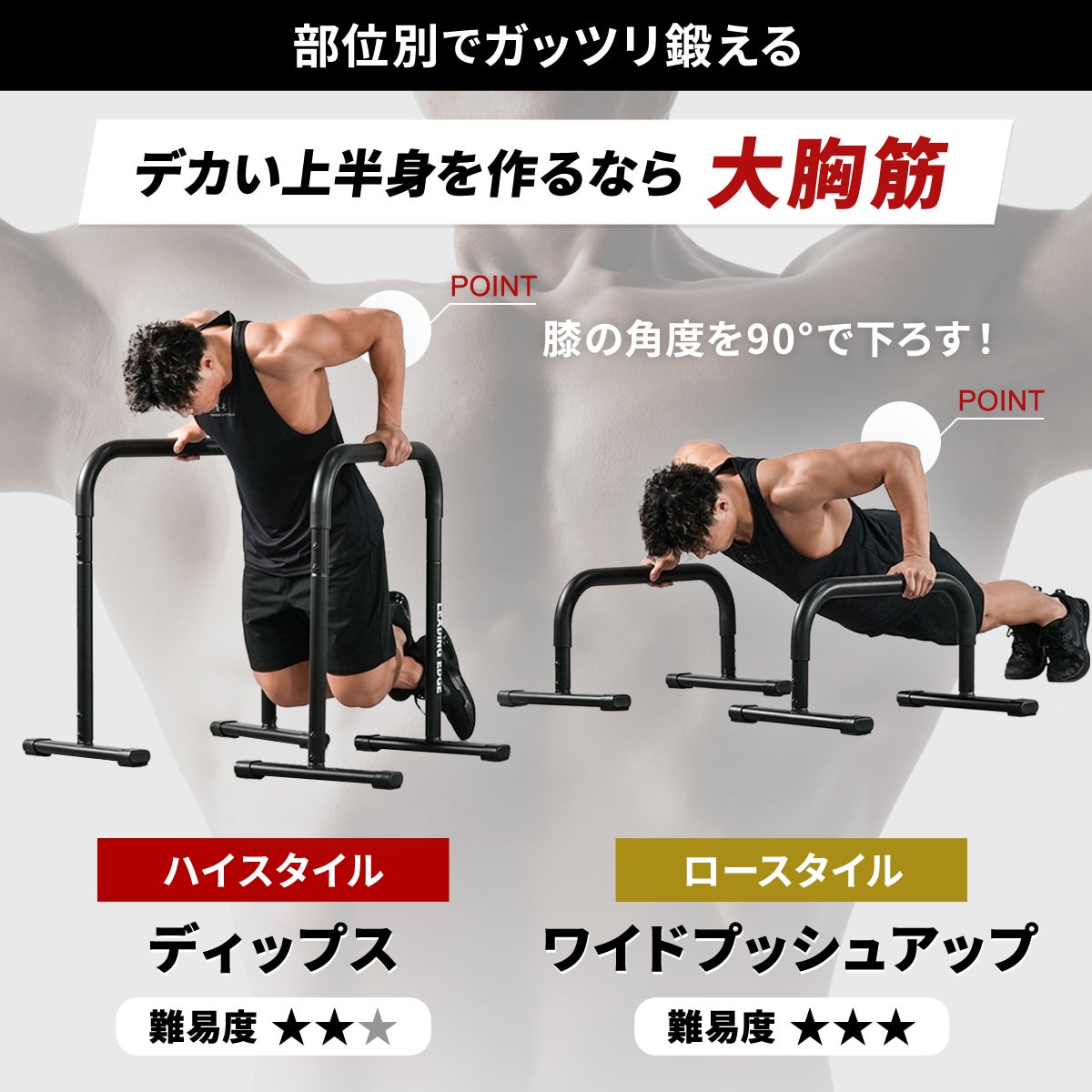 2WAY ディップスタンド プッシュアップバー ブラック LE-DS800 BK