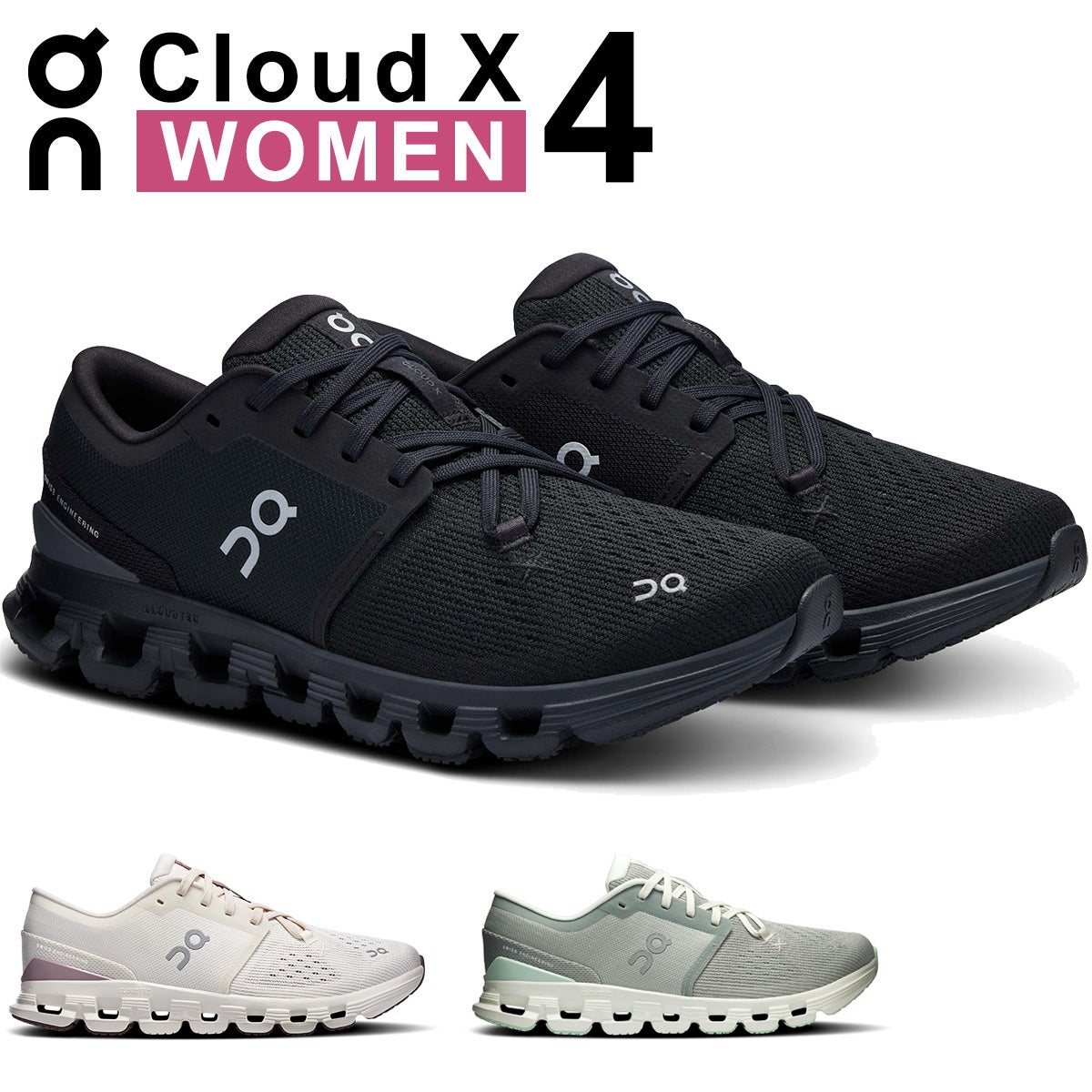 未使用タグ付 NO ID. BLACK クラウドプリント セットアップ 3 黒 クラウド X 4 Cloud X 4 レディース ランニングシューズ | YOCABITO
