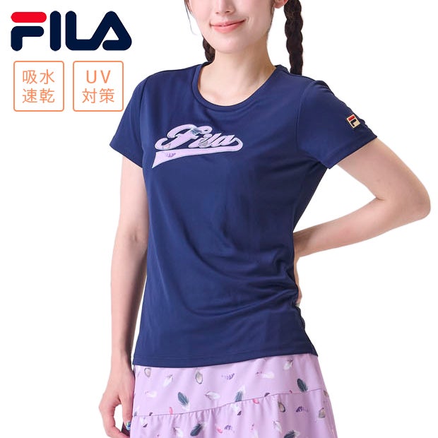 【非売品】FILA 2019年 Rakuten Open Tシャツ ネイビー ファザープリントロゴアップリケ バックホールメッシュ Tシャツ