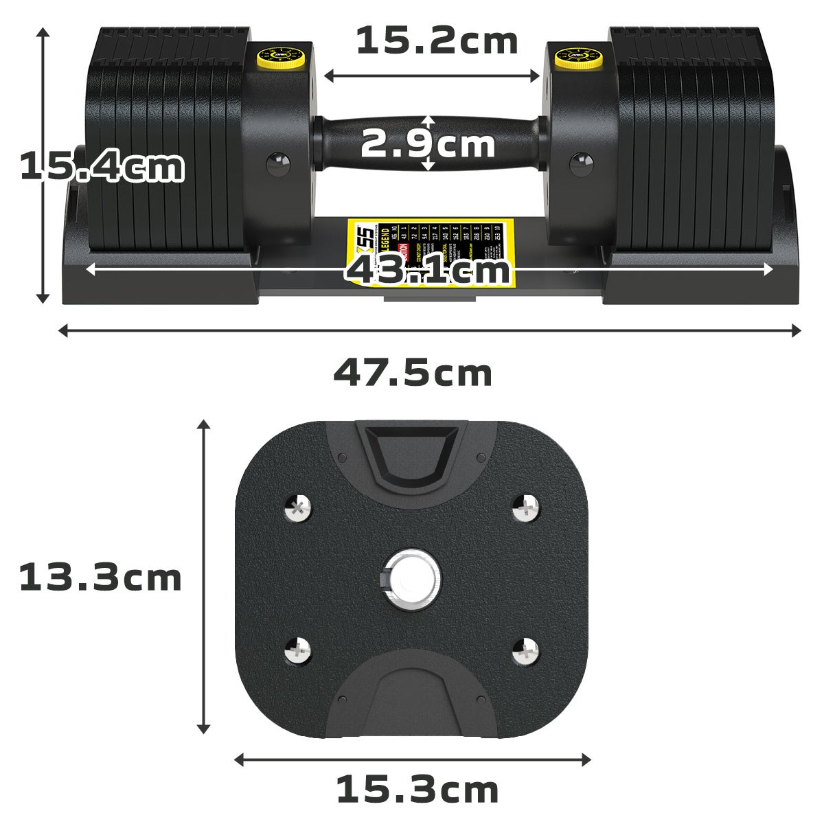 可変式ダンベル 25kg ラバーハンドル 1台【4.9kg～25.3kg | 約2.27kg