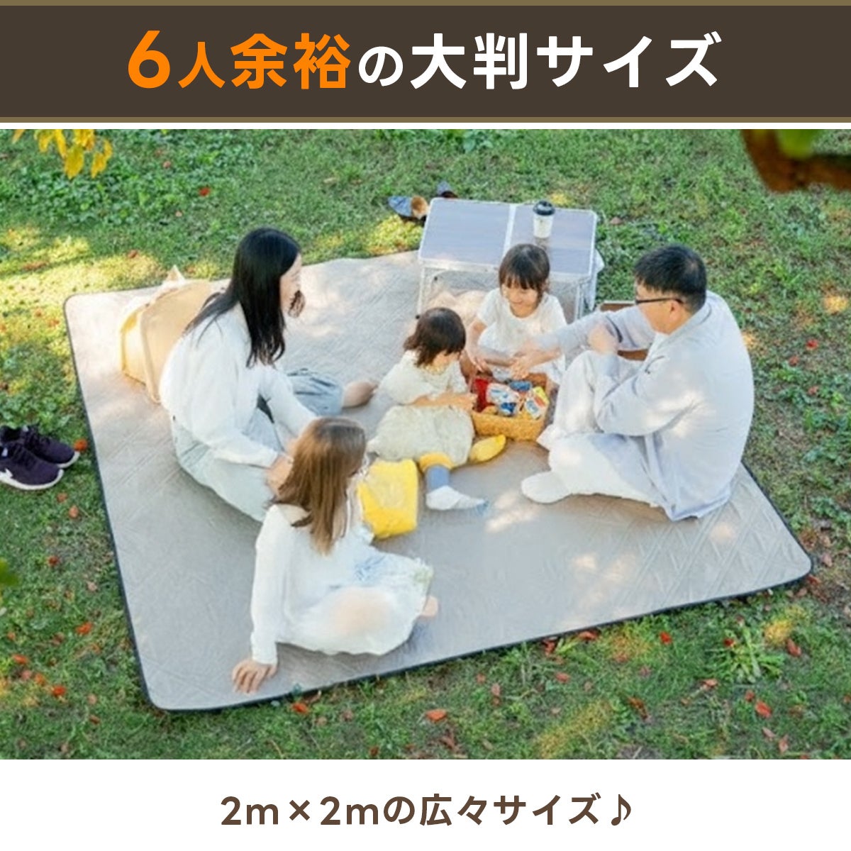 レジャーシート 200×200cm 防水タイプ | フチ立ち上げタイプ 厚手