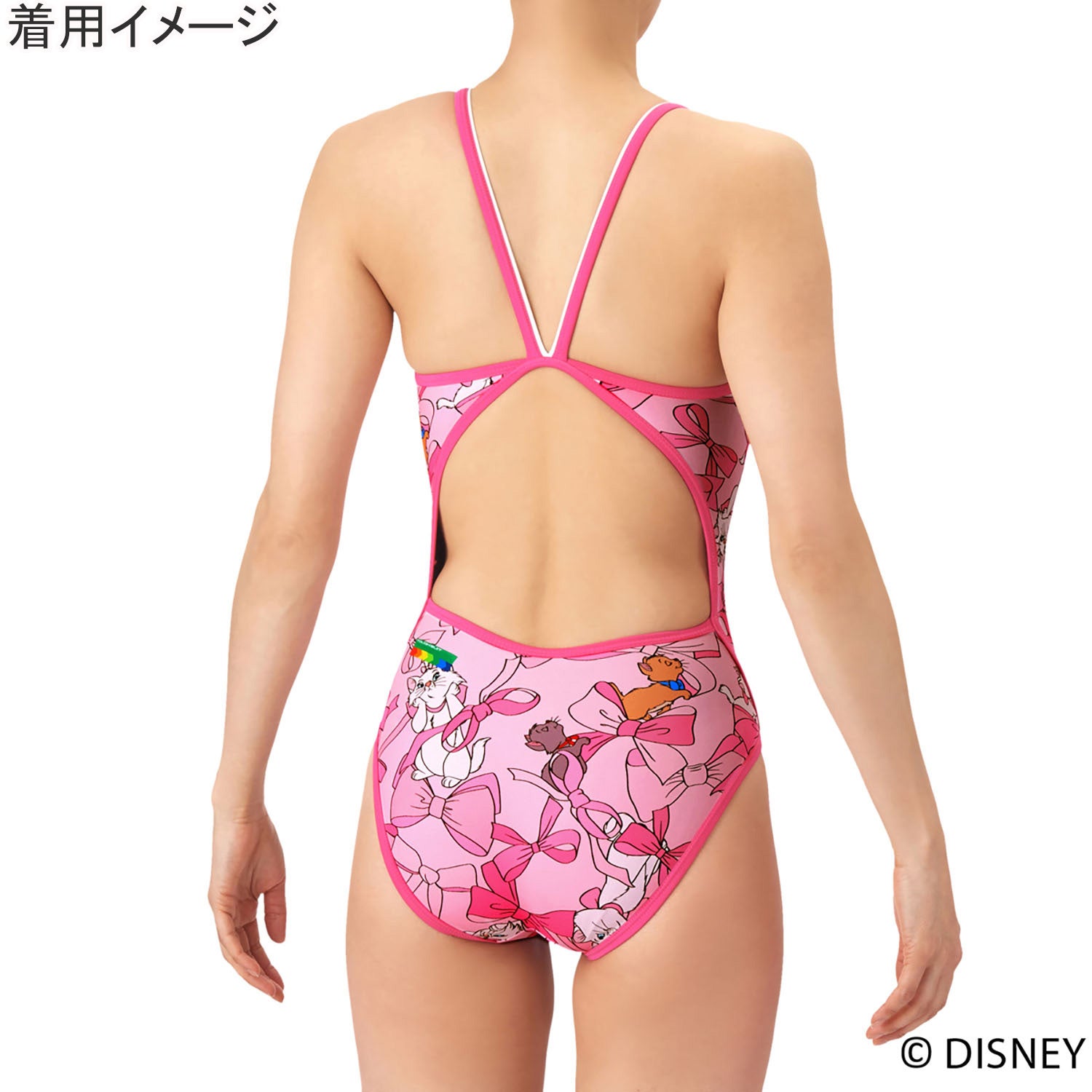 トレーニングワンピース オープンバック キッズ 水着 ピンク×ピンク
