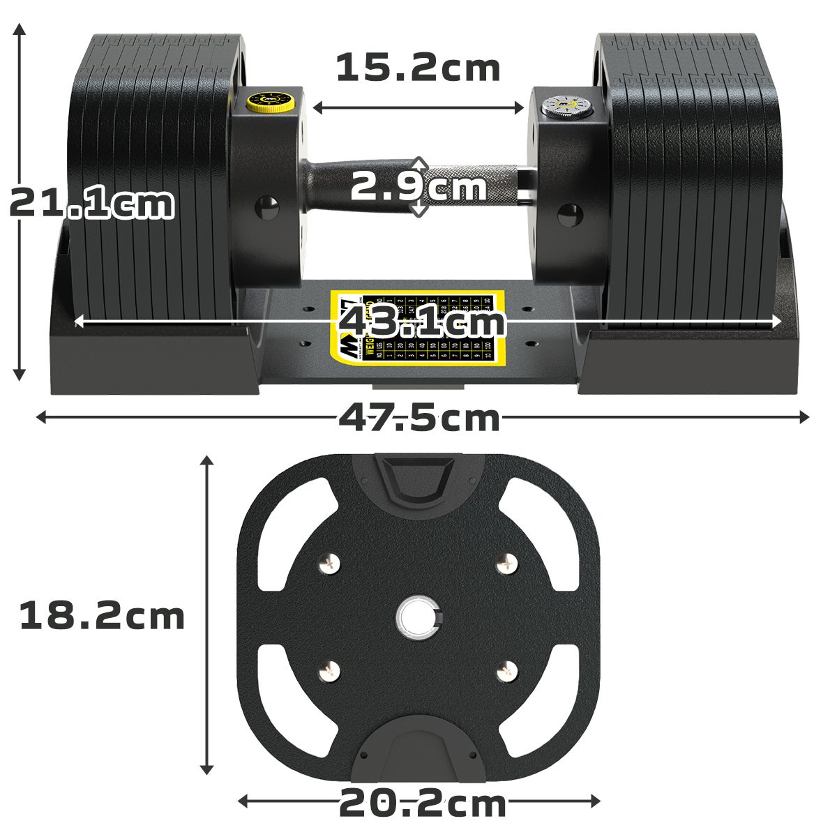 ダンベル、バーベルセット 可変式ダンベル 45kg ラバーハンドル 2個セット 【5.9kg～45.4kg | 約