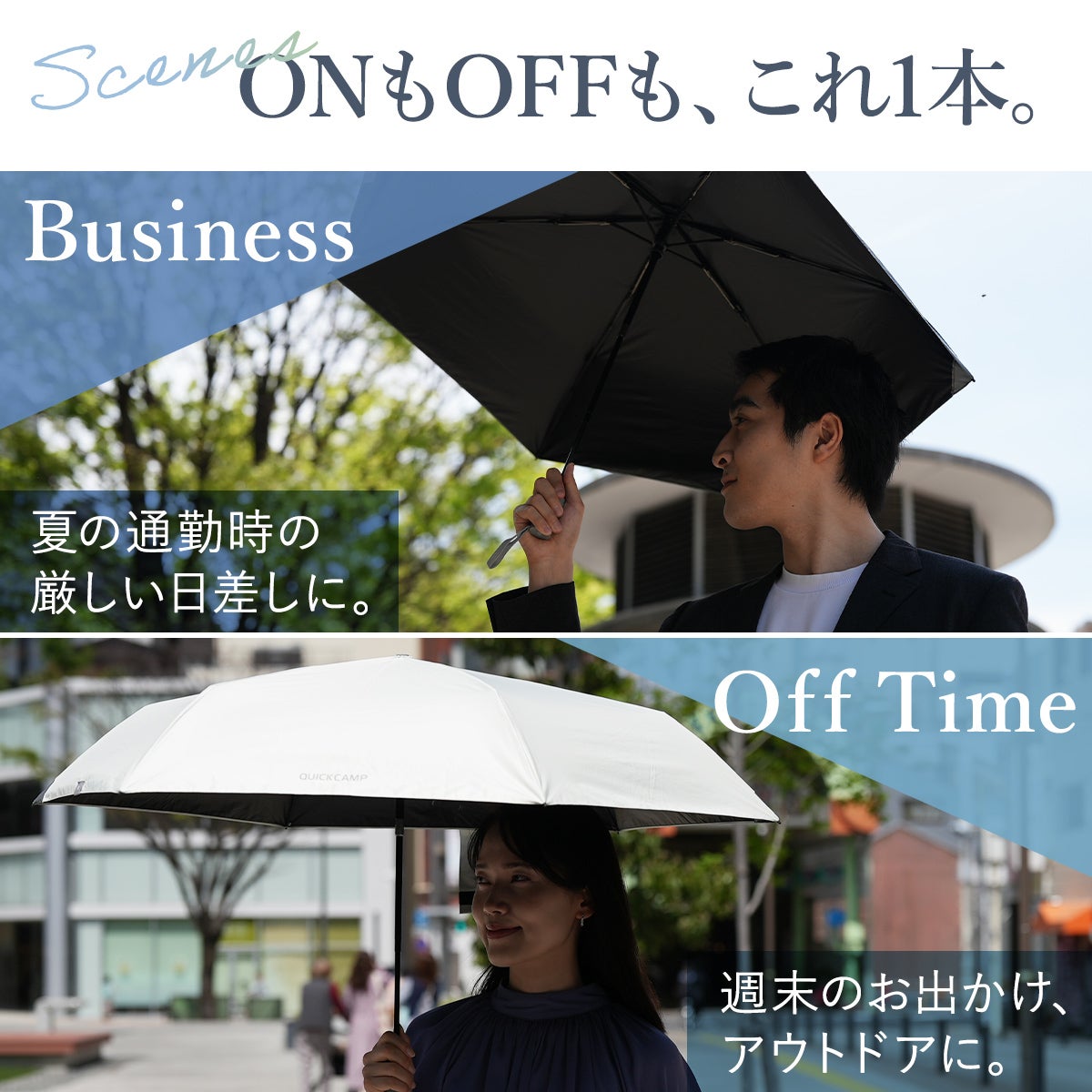 QC×-0& 晴雨兼用折りたたみ自動開閉日傘 QC-55WJP | YOCABITO スポーツ