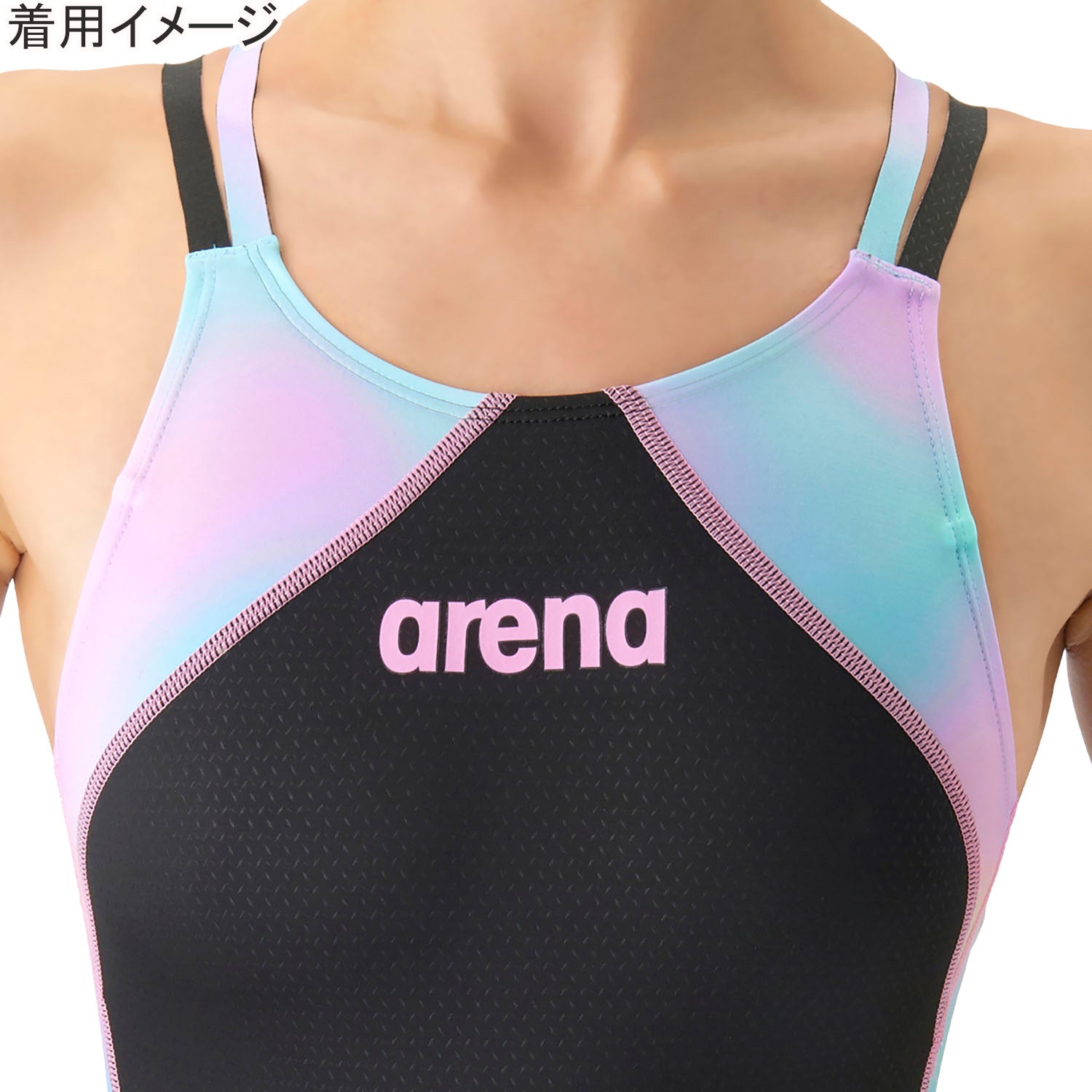 レーシングワンピーススパッツ レディース 競泳水着 ブラック×ピンク