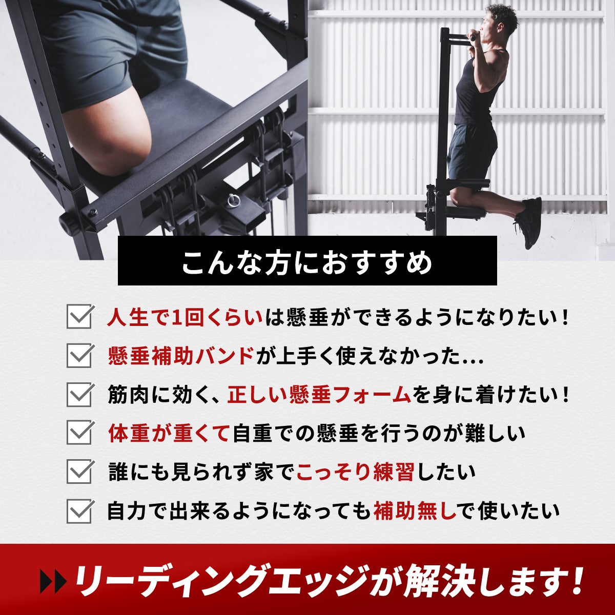 アシスト付チンニングスタンド 懸垂器具 ブラック LE-CSA200